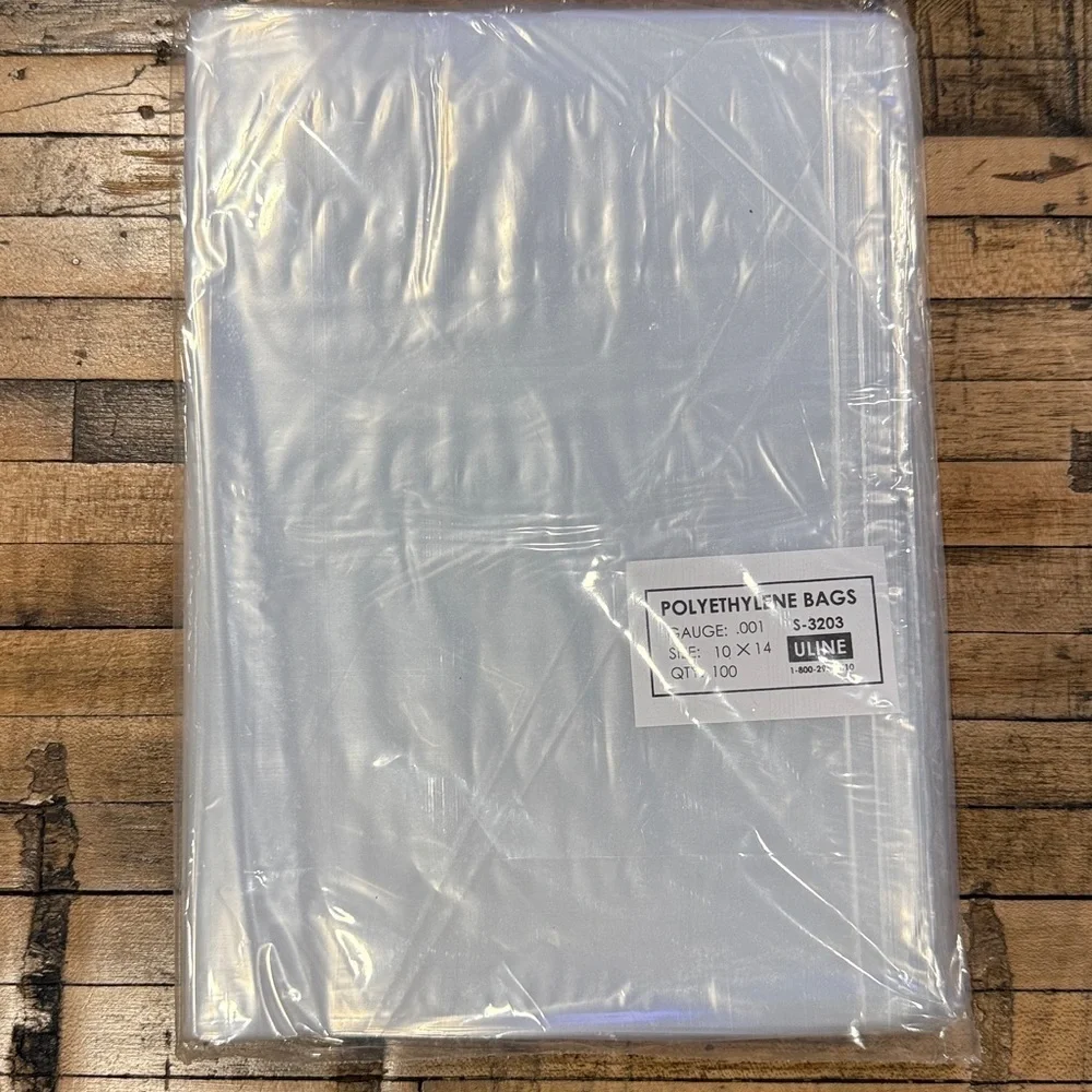 Uline Flat 1 mil Polyethylene Bags 10x14, model S-3203, 100 count